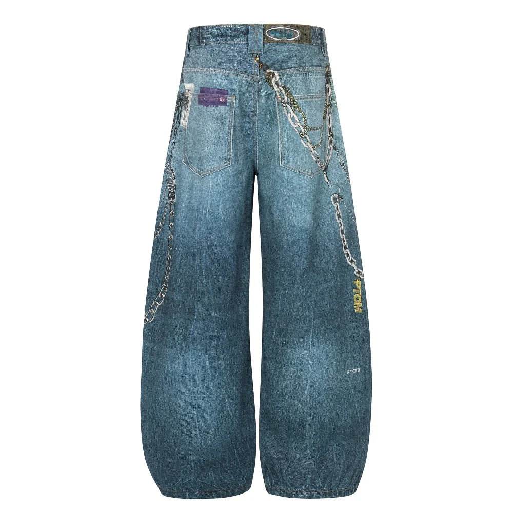 Printed Wide Leg Jeans