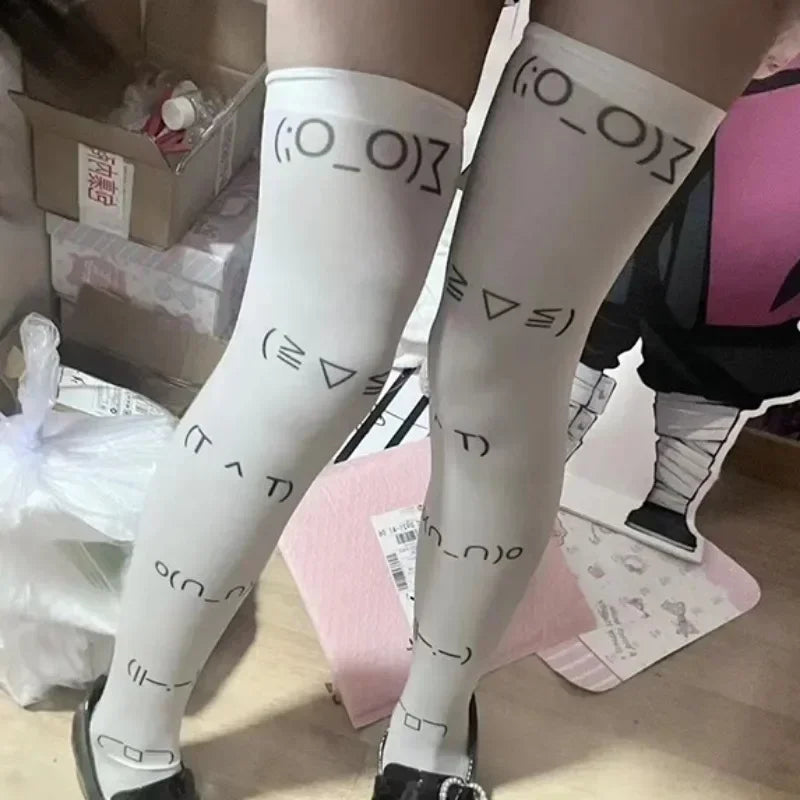 Kawaii expression Thign Long Socks