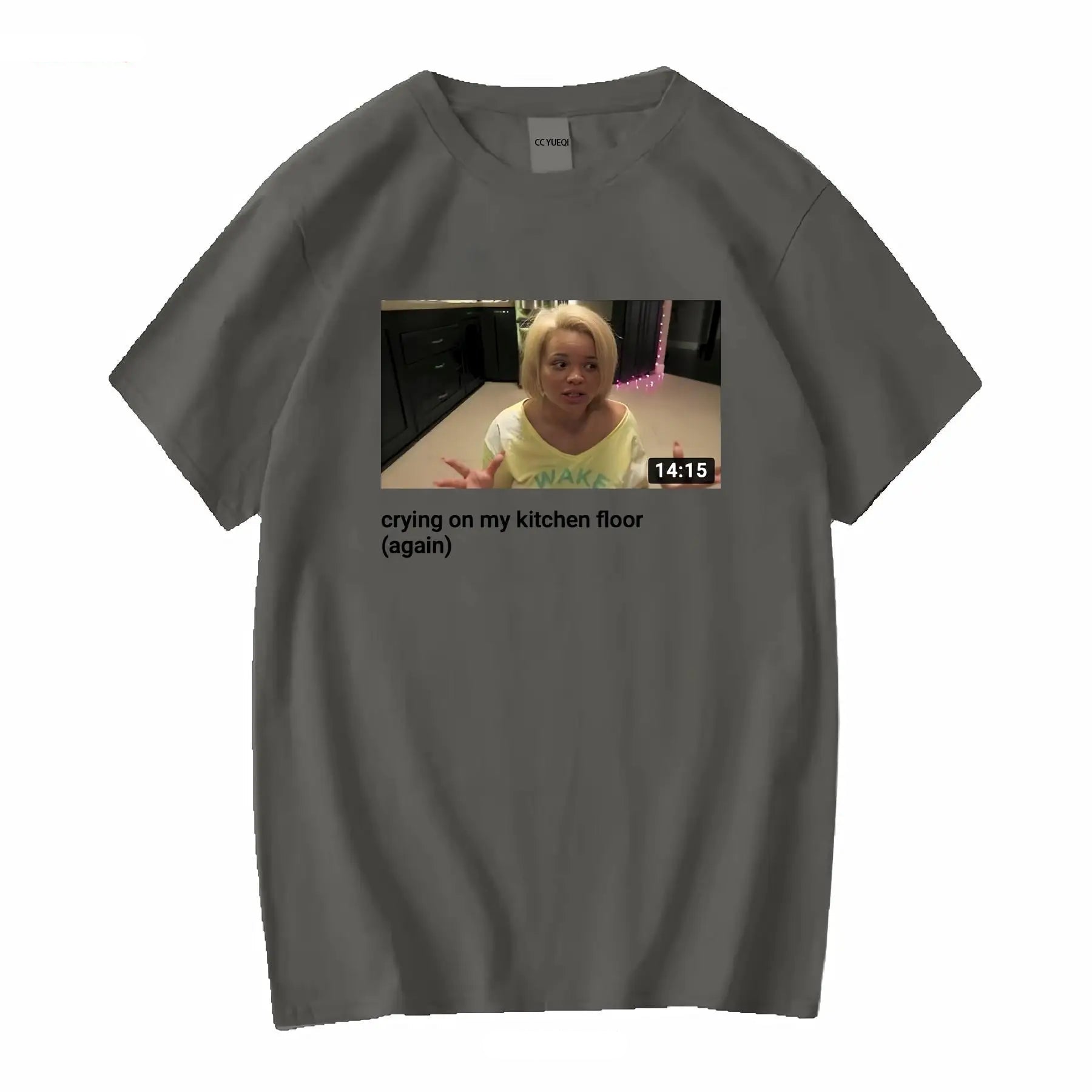 Trisha Paytas crying on kitchen floor Tee