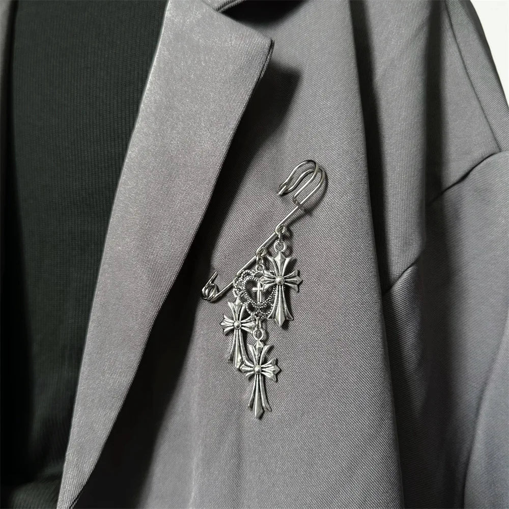 Chrome Cross Brooch