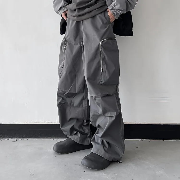 Zipper Multi Pocket Oversized Casual Trousers