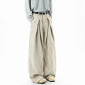 Striped Pleated Wide Leg Trousers