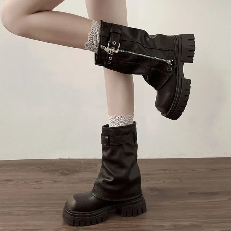 Womens Knight Biker Boots