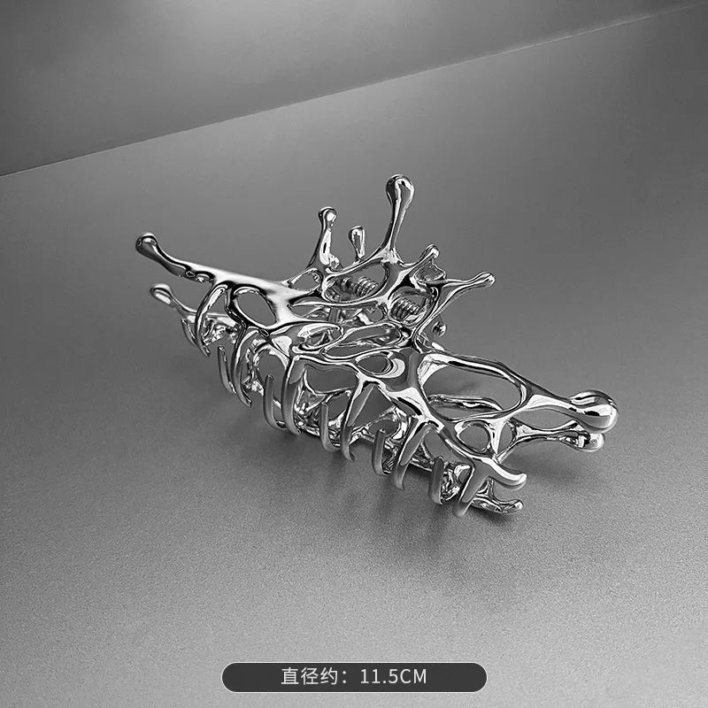 Chrome Liquid Hair Claw Clip