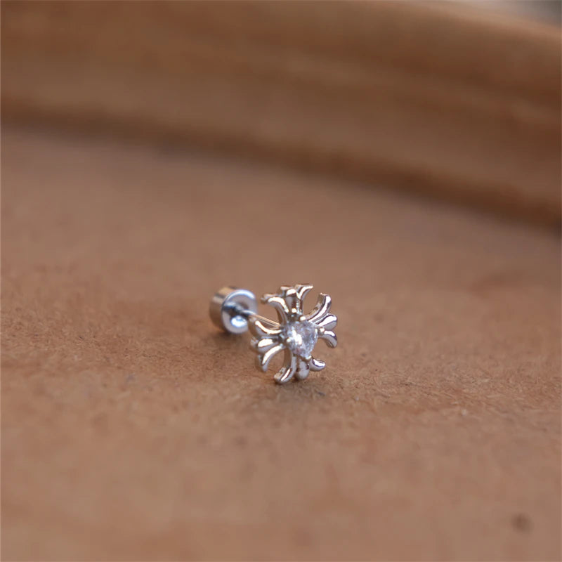 1-piece set of minimalist Chrome Cross Earrings