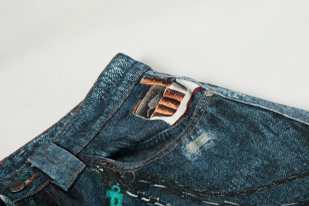 Printed Wide Leg Jeans