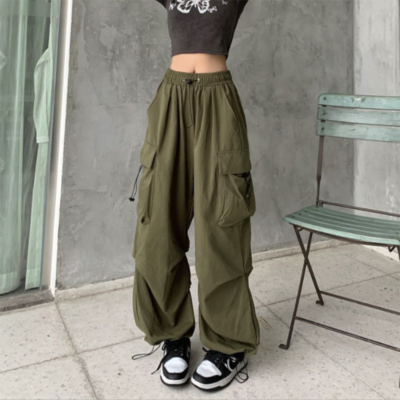 Wide Leg Cargo Parachute Pants