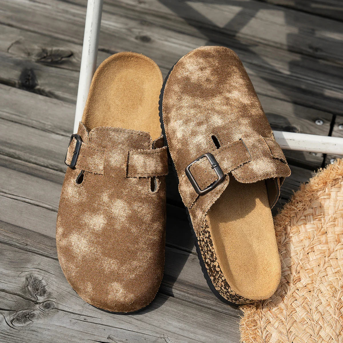 Bleached Denim Clogs