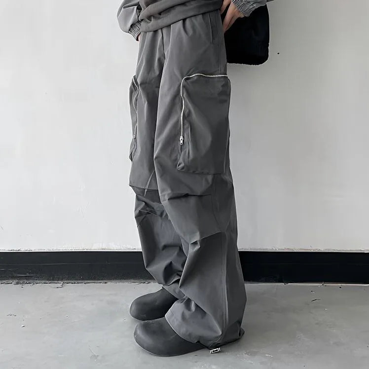 Zipper Multi Pocket Oversized Casual Trousers