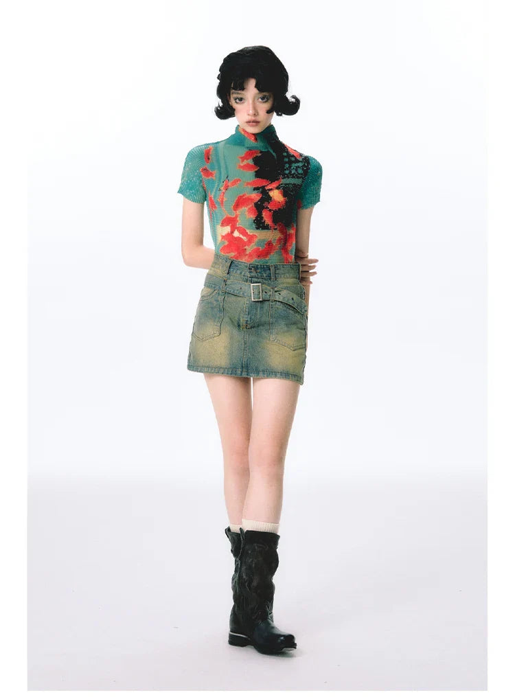 Gold Fish Waffled Crop Top