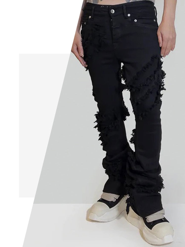 Distressed Bell Bottom Jeans