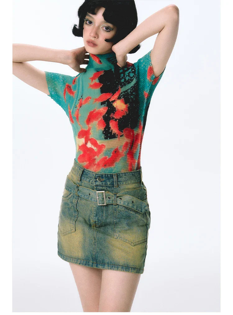 Gold Fish Waffled Crop Top