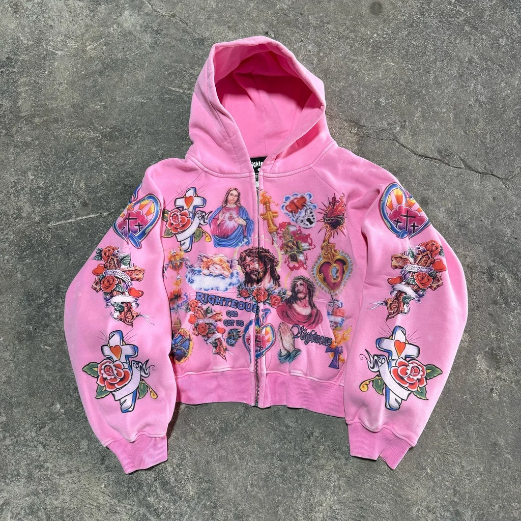 Jesus Black Zip Up Hoodie