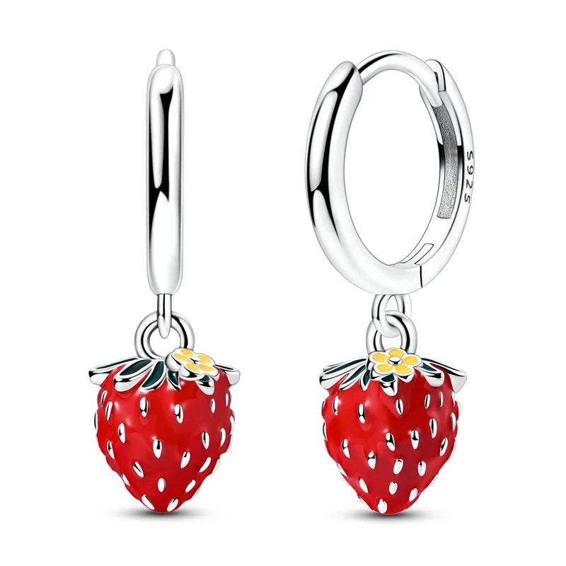 925 Sterling Silver Strawberry Earrings