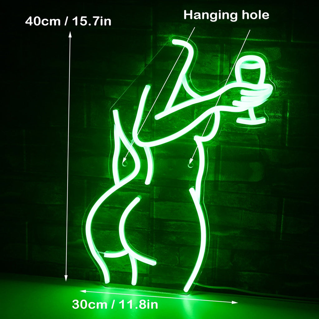 Nude With Wine Neon Light