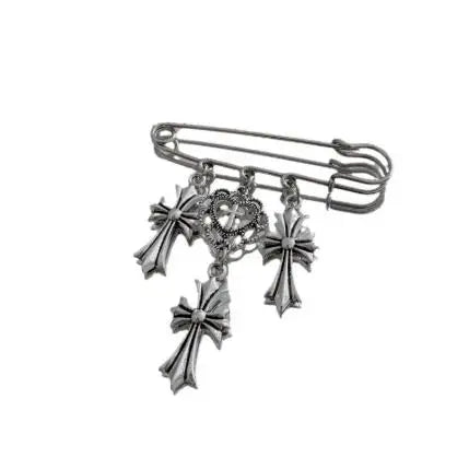 Chrome Cross Brooch