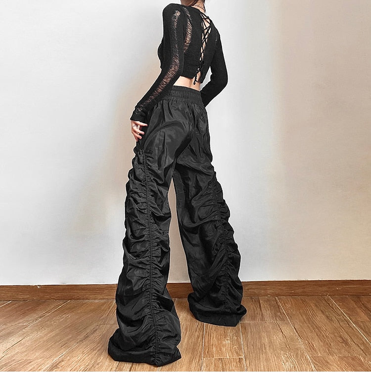 Wide Leg Ruched Trousers