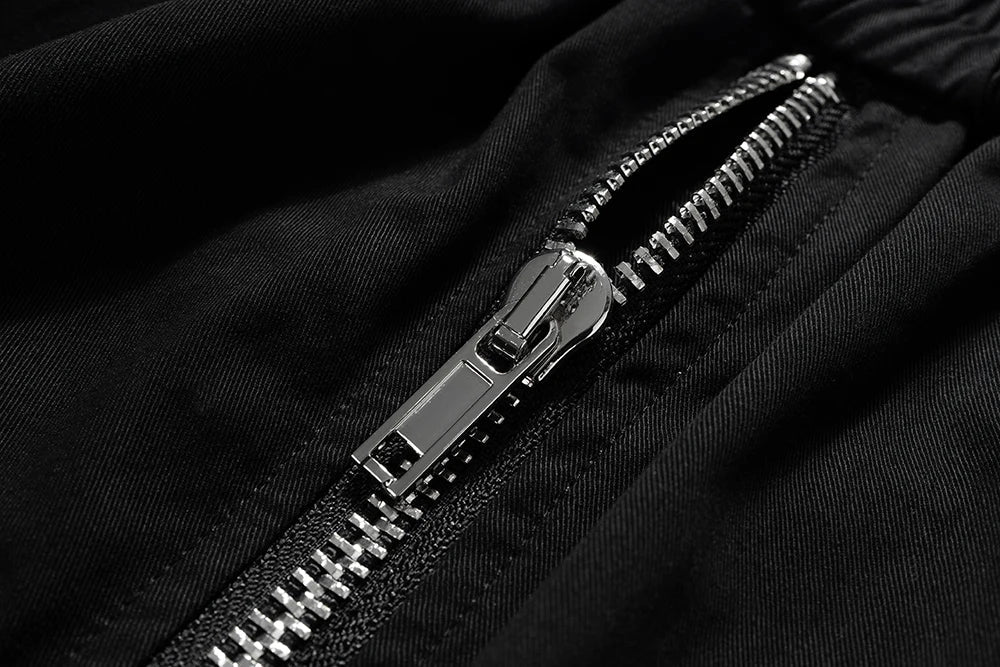 Multi-pocket Drawstring Black Cargo Shorts