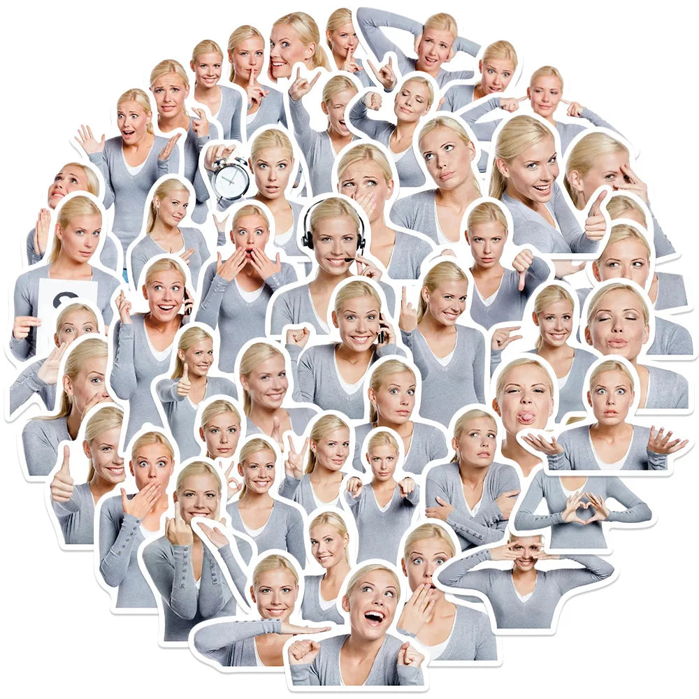 10/30/50pcs Blond Hair Lady Stickers