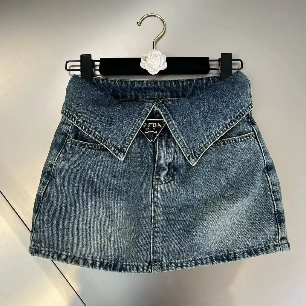 Retro Denim Fold Out Mini Skirt