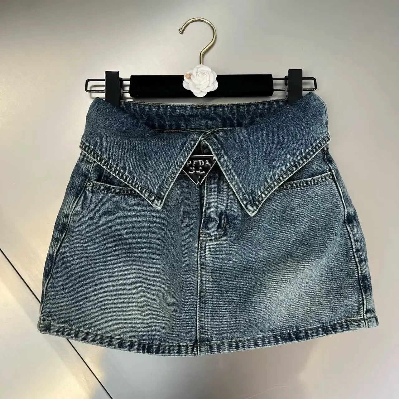 Retro Denim Fold Out Mini Skirt