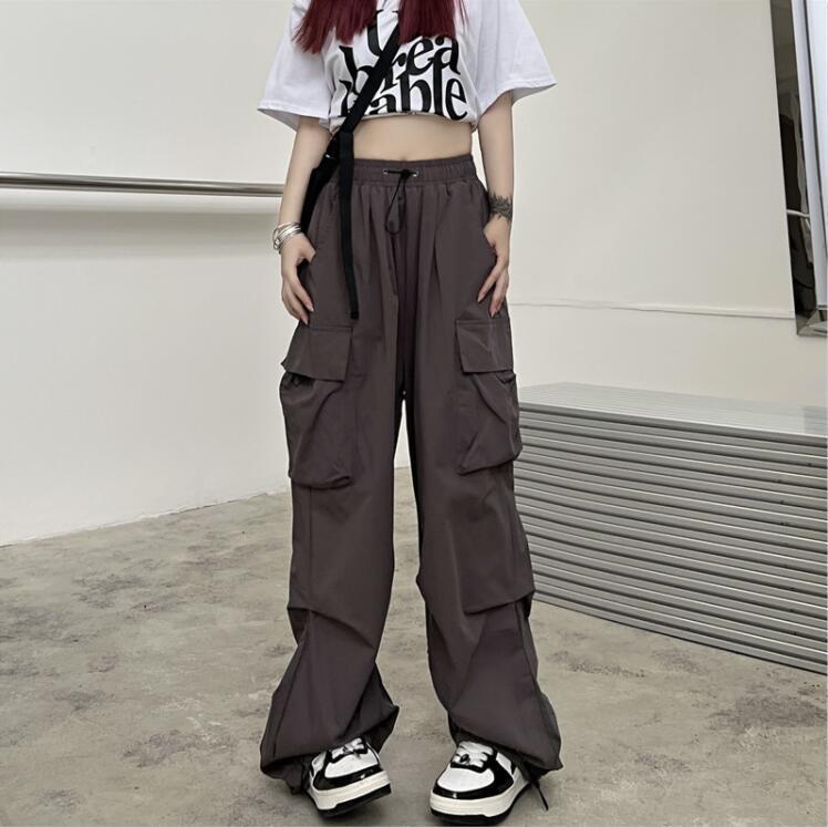 Drawstring Wide Leg Parachute Pants