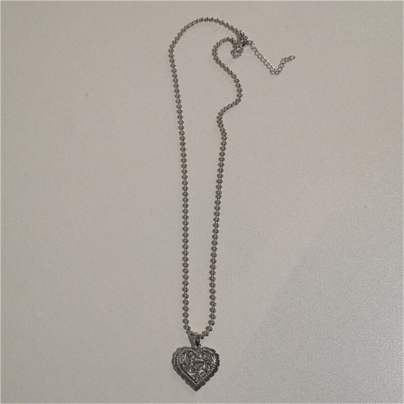 Silver Hearts Necklace Set
