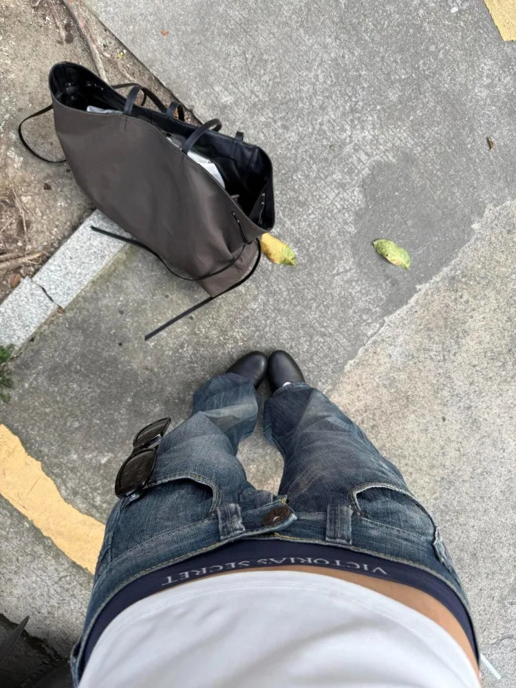 Low Waist Japanese 2000s Denim Pants