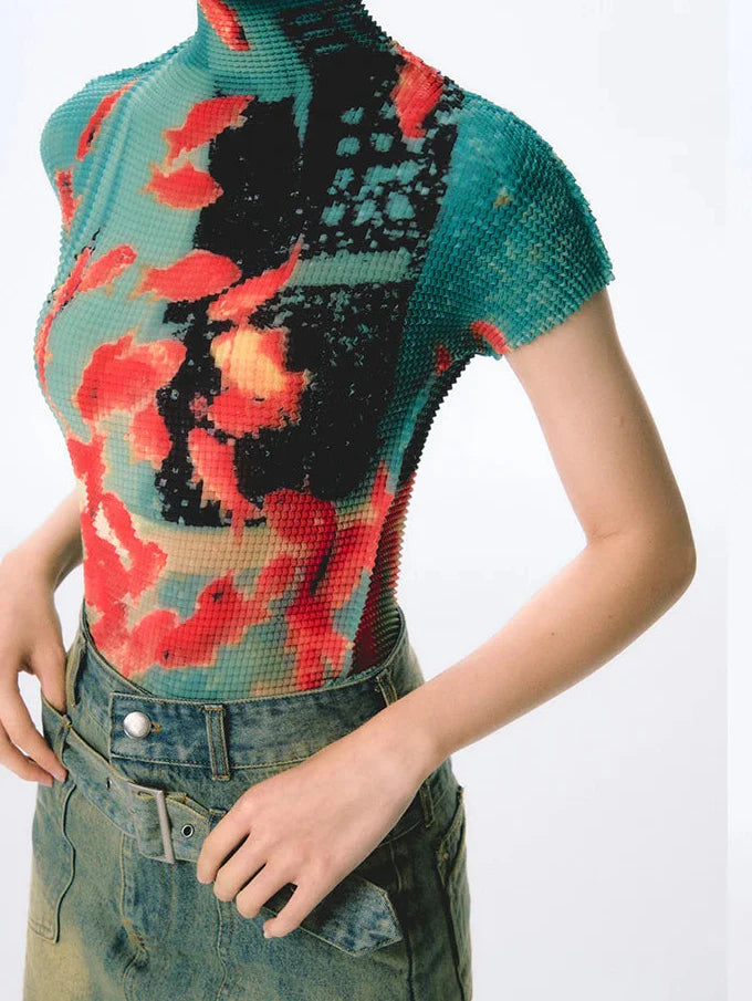 Gold Fish Waffled Crop Top