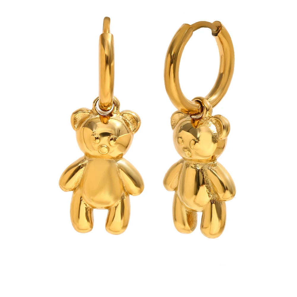 Little Bear Charm Hoop Earrings
