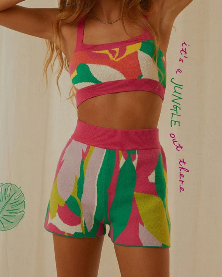Vintage Knitted Crop Top & Shorts