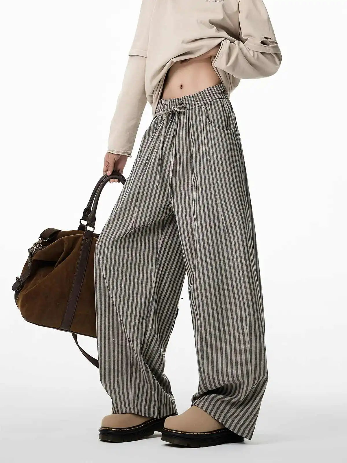 Japanese Striped Baggy Long Pants