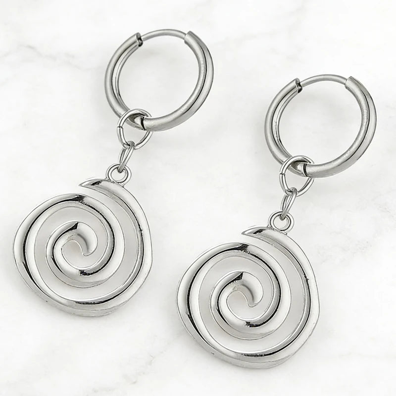 Stainless Steel Spiral Earrings