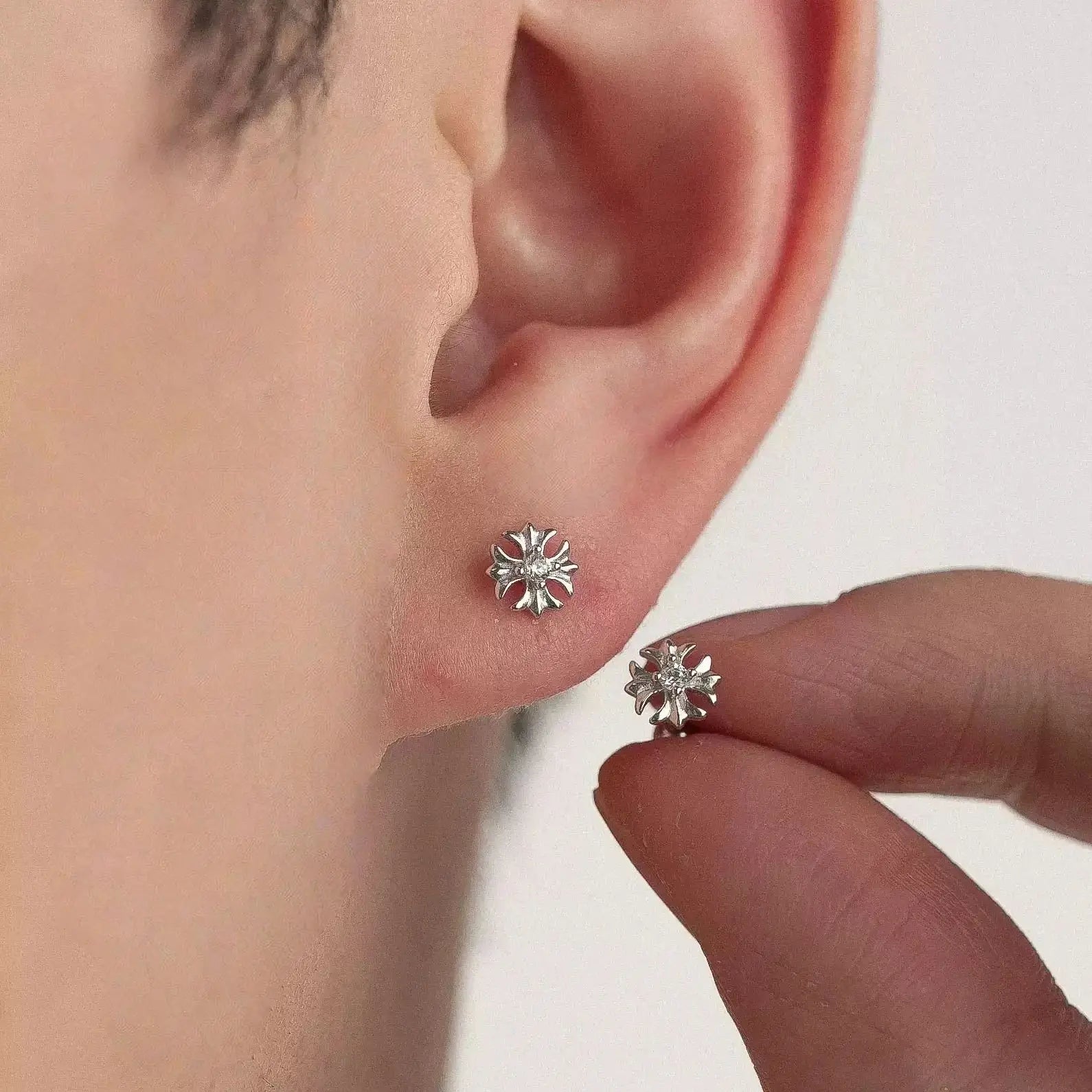 1-piece set of minimalist Chrome Cross Earrings