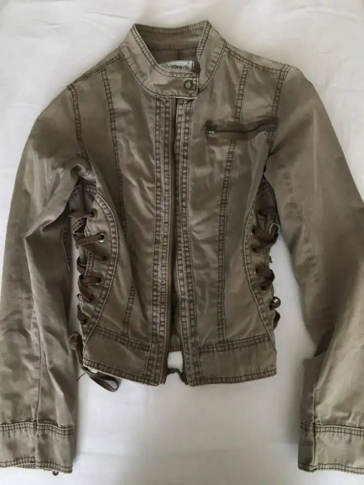 Retro Army Green Zipper Jacket