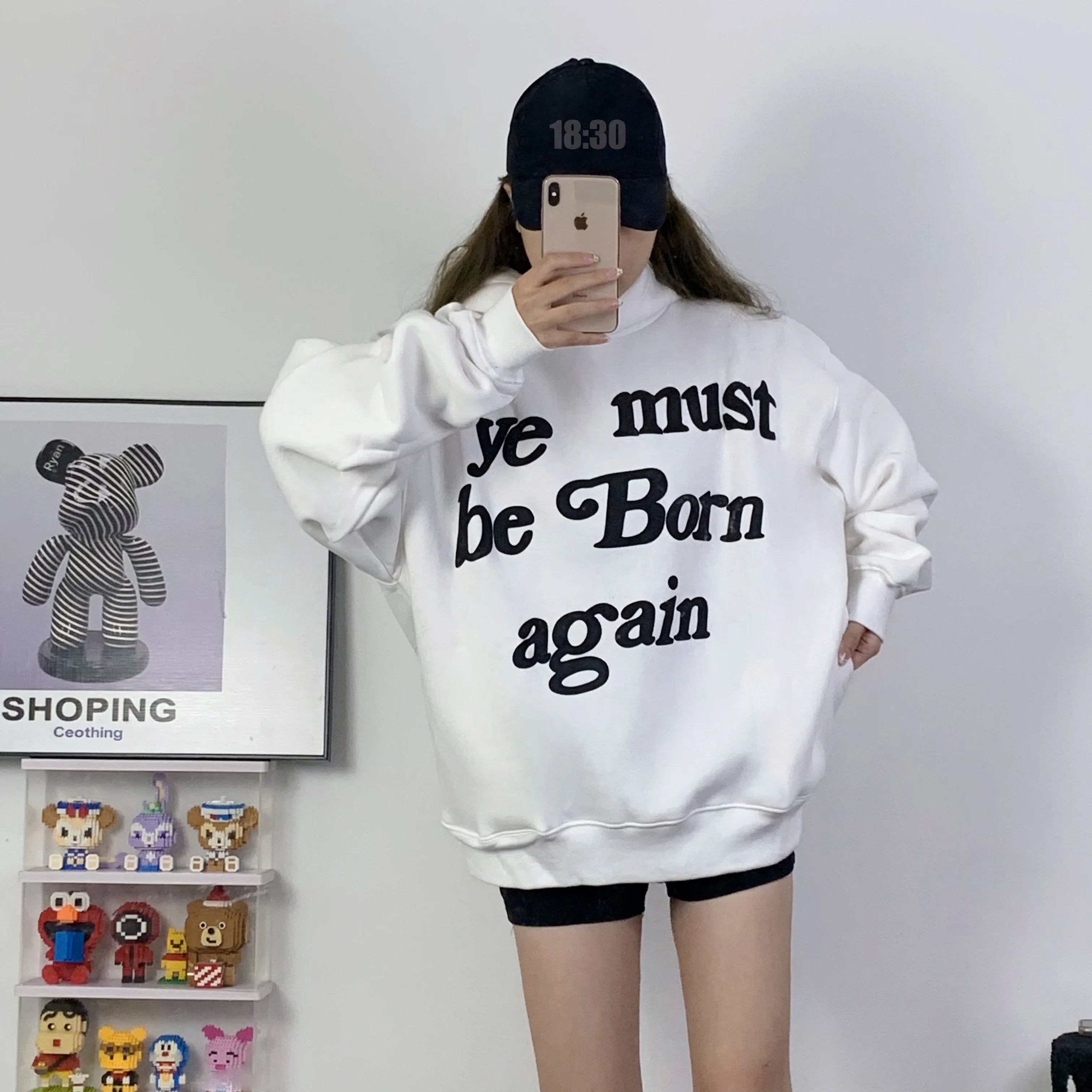 Ye Must Be Born Again Puff Print Oversized Hoodie