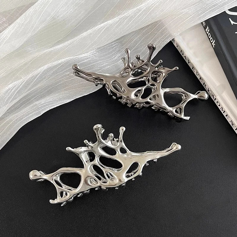 Chrome Liquid Hair Claw Clip