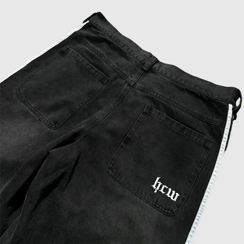 Vintage Striped Embroidered Sweatpant Jeans