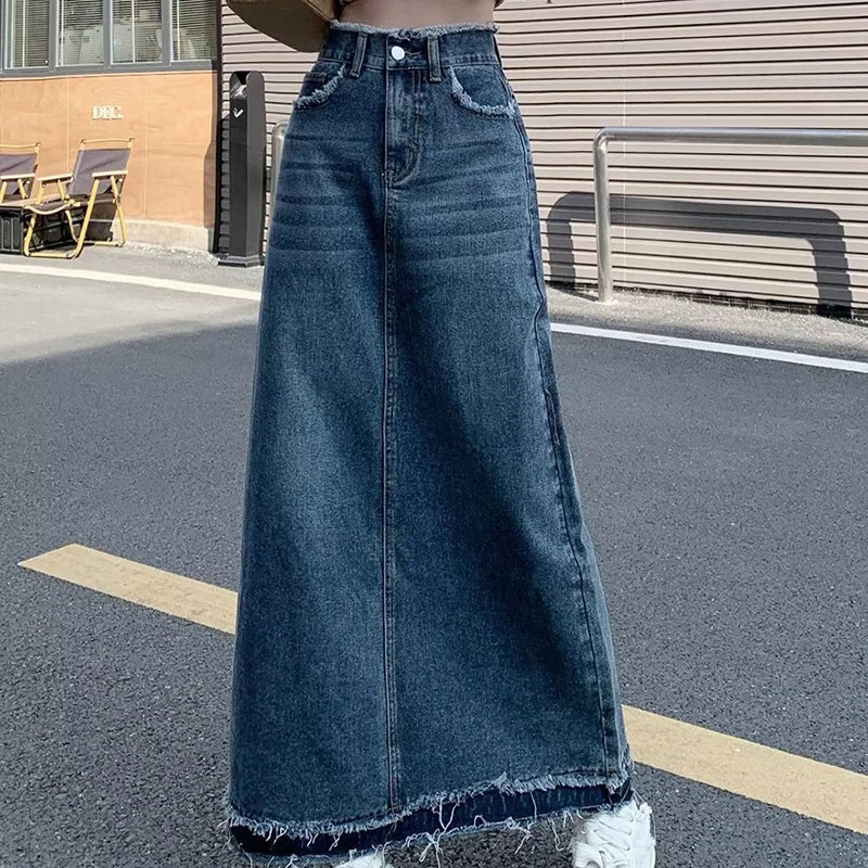 Rough Edge Denim Skirt
