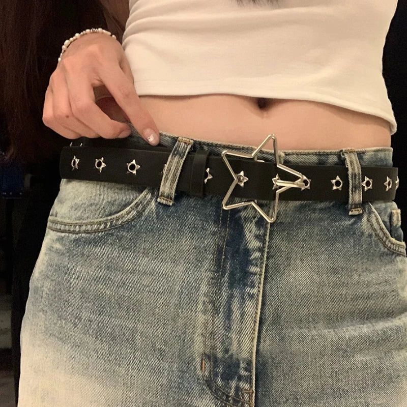 Star Eyelet Black Rivet Belt