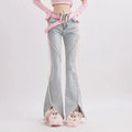 High Waist Bell Bottom Laced Jeans