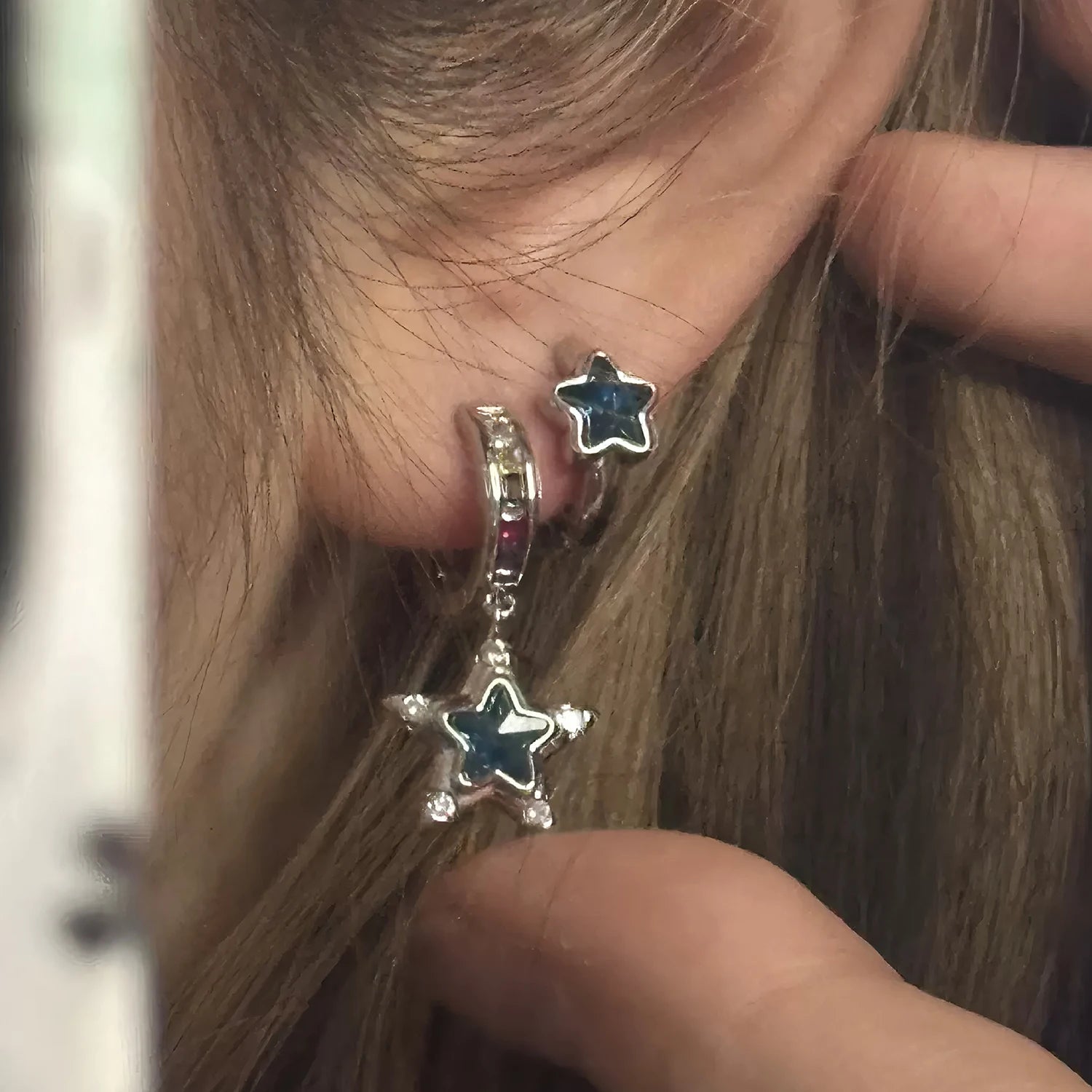 925 Sterling Silver Star Moon Earrings