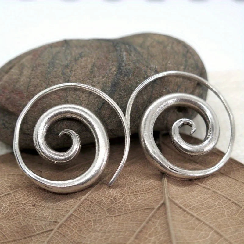 Vintage Silver Spiral Earrings