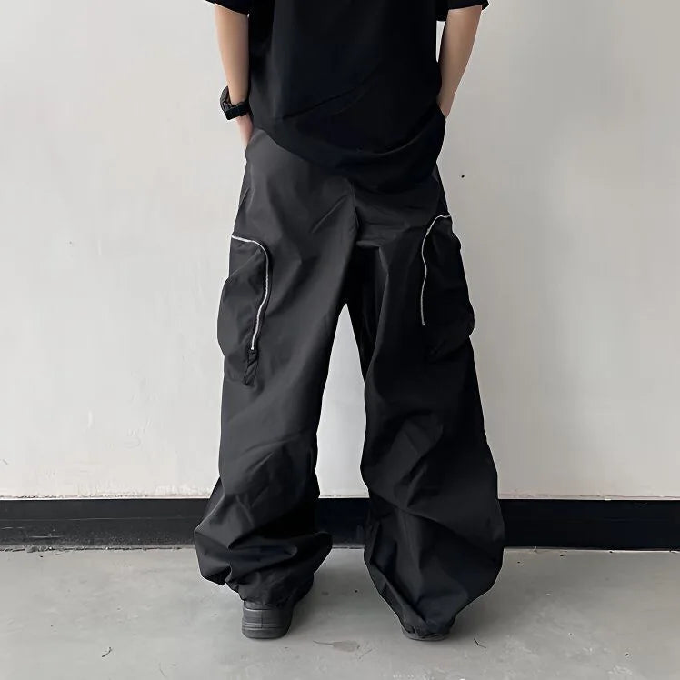 Zipper Multi Pocket Oversized Casual Trousers