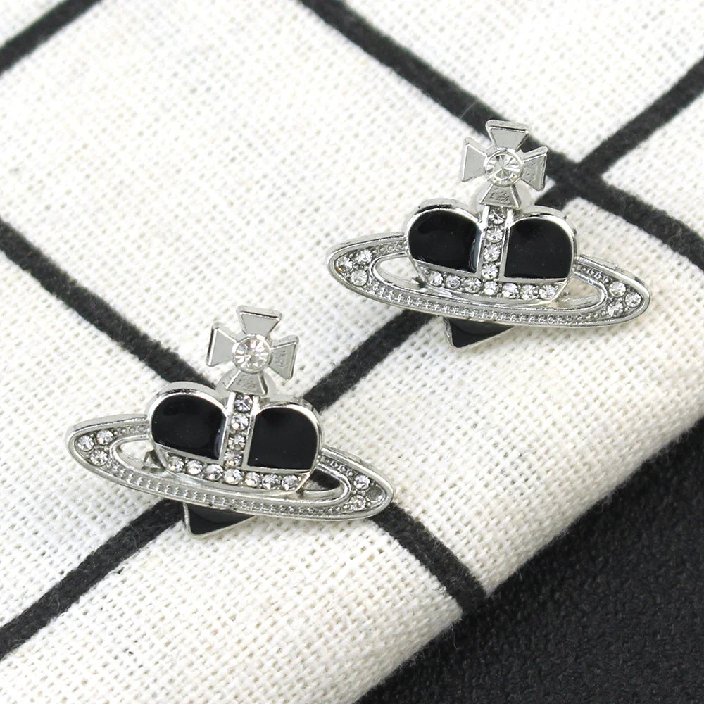 Saturn Heart Diamond Earrings