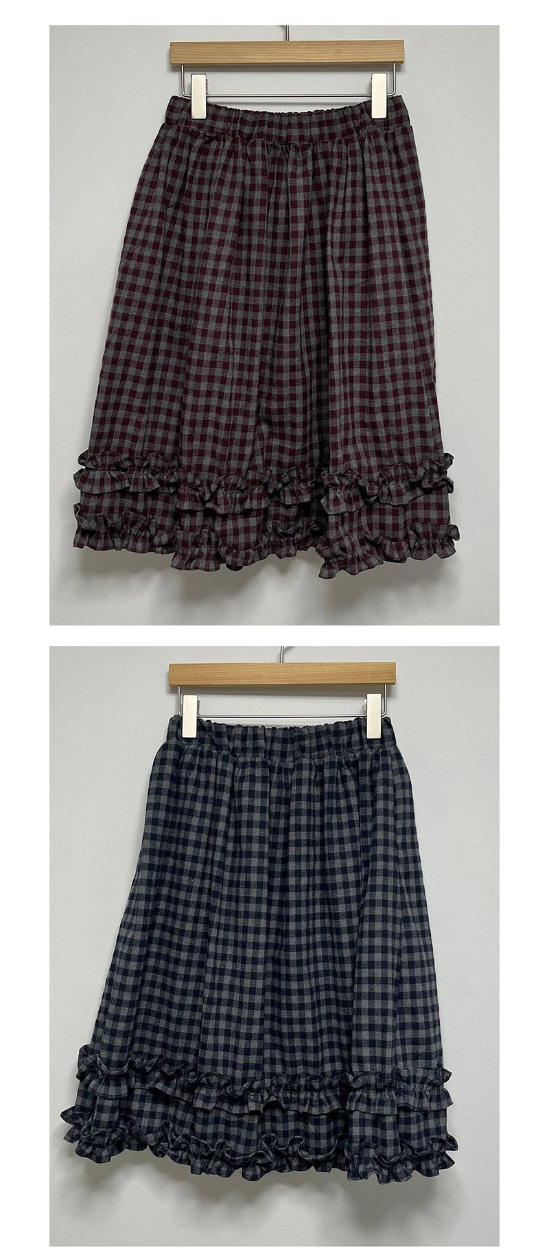Japanese Plaid Midi Ruffle Skirt