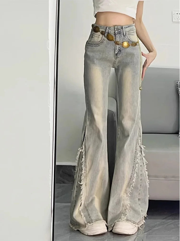 Vintage Frayed Flared Jeans
