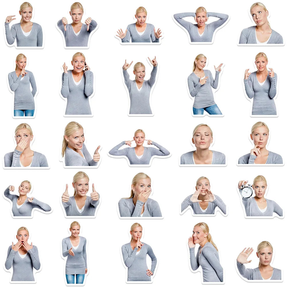 10/30/50pcs Blond Hair Lady Stickers