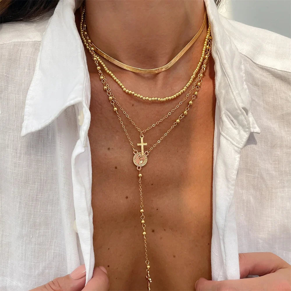 3Pcs Vermeil Unique Cross Rosary