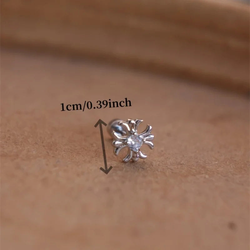 1-piece set of minimalist Chrome Cross Earrings